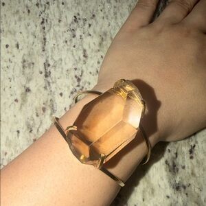 Chic Gold Cuff with Clear Crystal